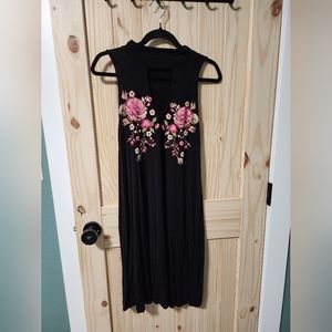 High Necked Cut OuT Embrodied Dress